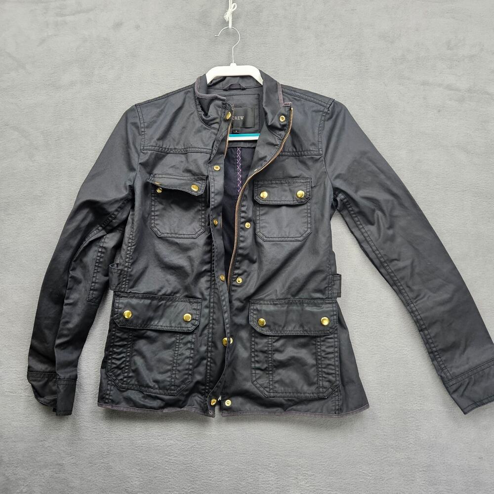 J.Crew Black Utility Field Jacket Gold Hardware Cotton Small